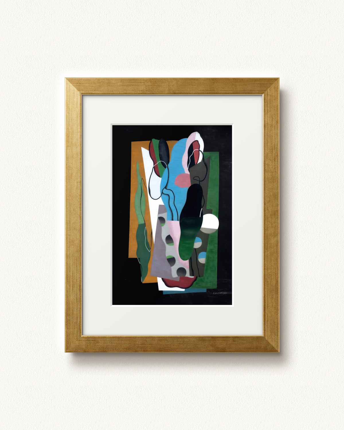 Les Tulipes — 9 x 12, Modern - Gold frame, with white mat