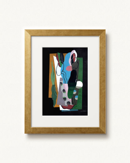Les Tulipes — 9 x 12, Modern - Gold frame, with white mat