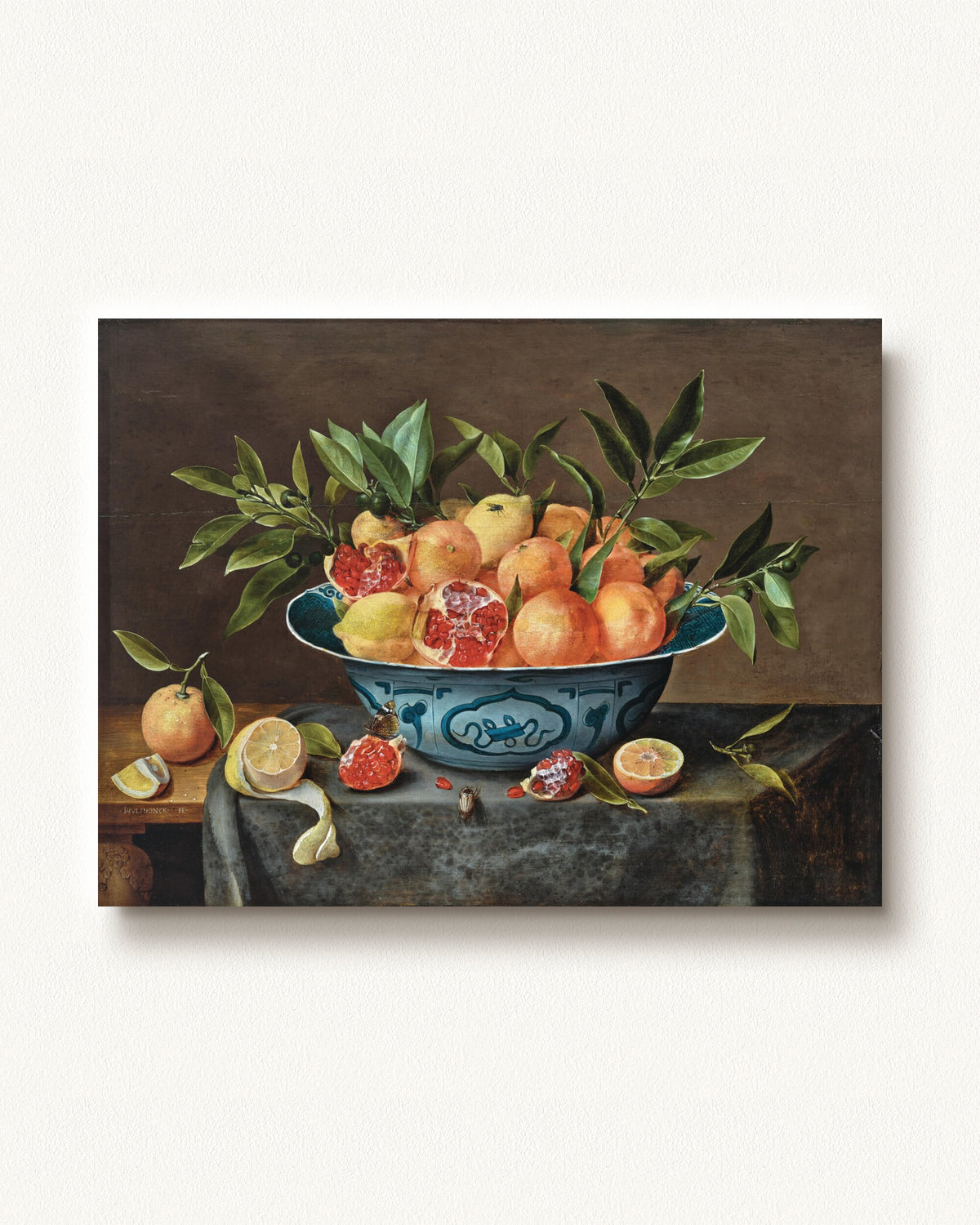 Pomegranates, Oranges, and Lemons in a Porcelain Bowl — unframed print